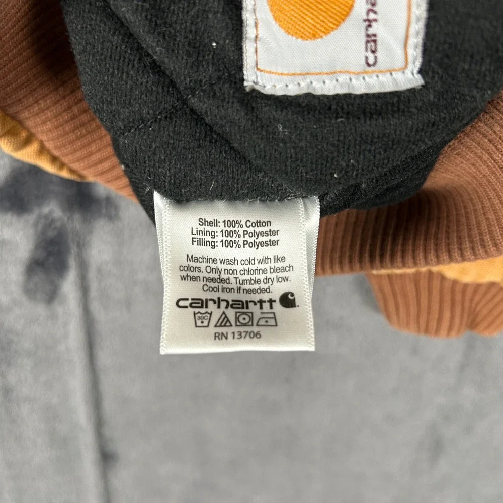 Carhartt Active Jacket Baby 18m Brown Hooded Canvas Quilted Lined 3869